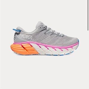 Hoka Women's Athletic Shoes in Gray with Orange and Pink